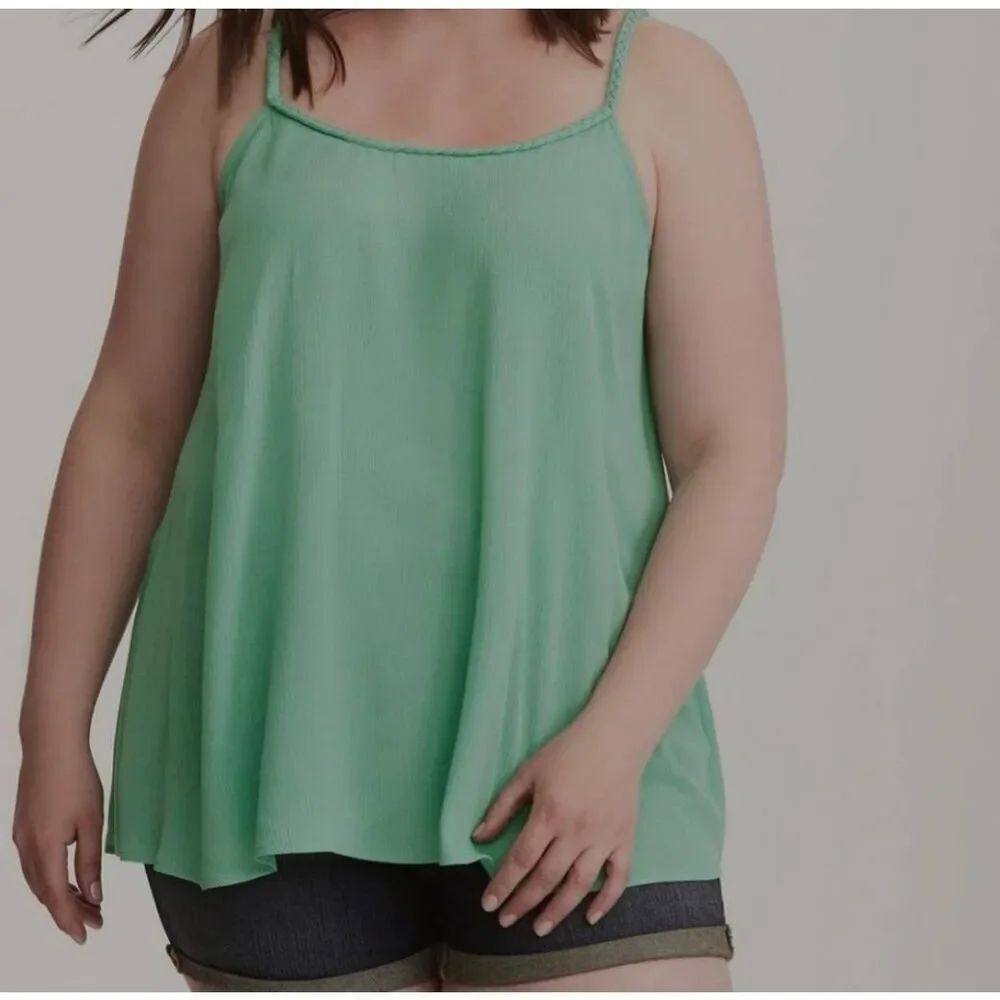Torrid Braided Strap Gauze Cami Mint Green size 2